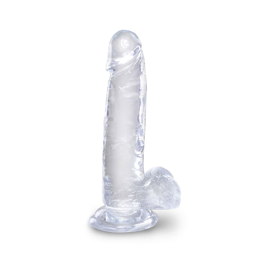 King Cock Clear Дилдо с тестиси, прозрачно 7 инча